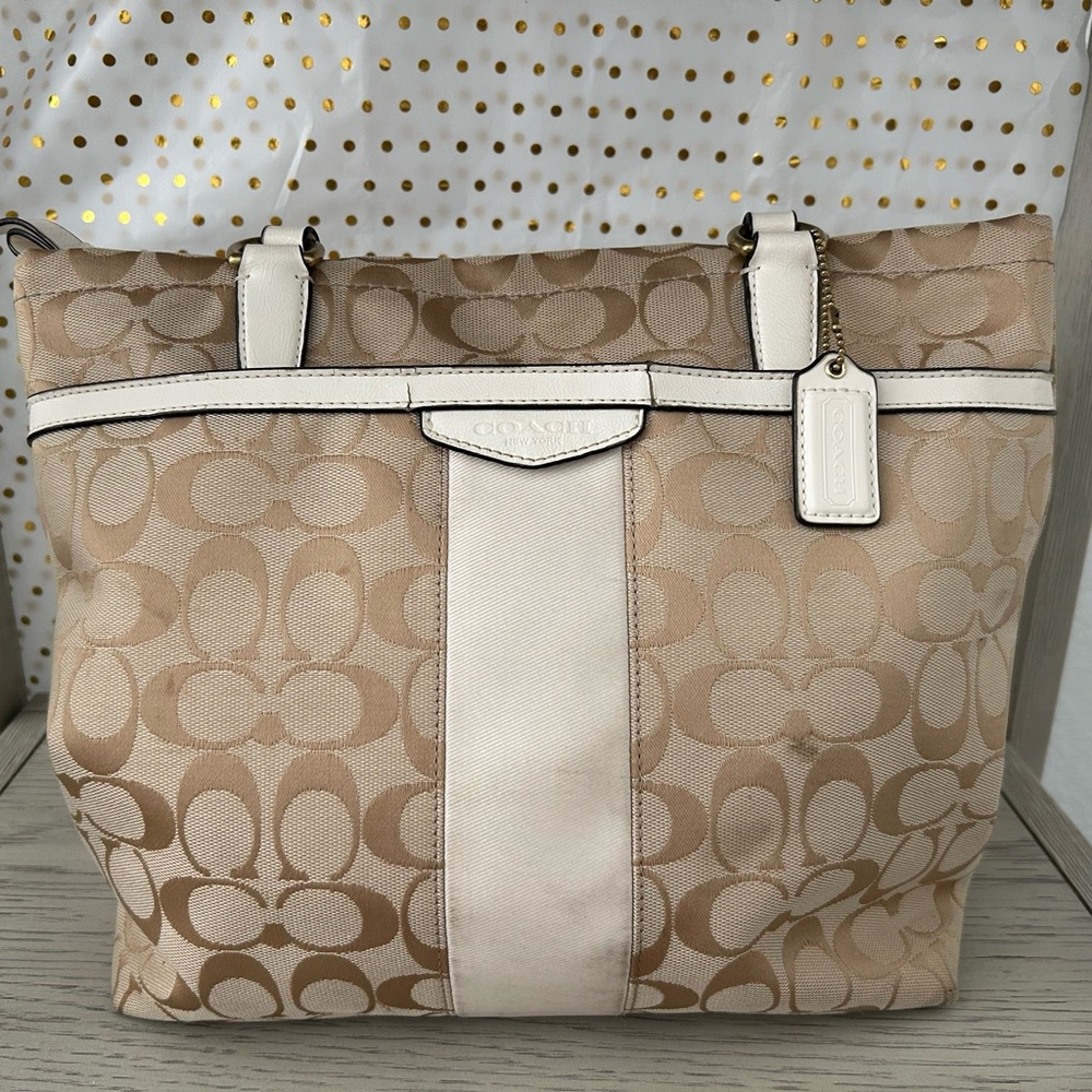 Coach Tan Signature Tote Bag